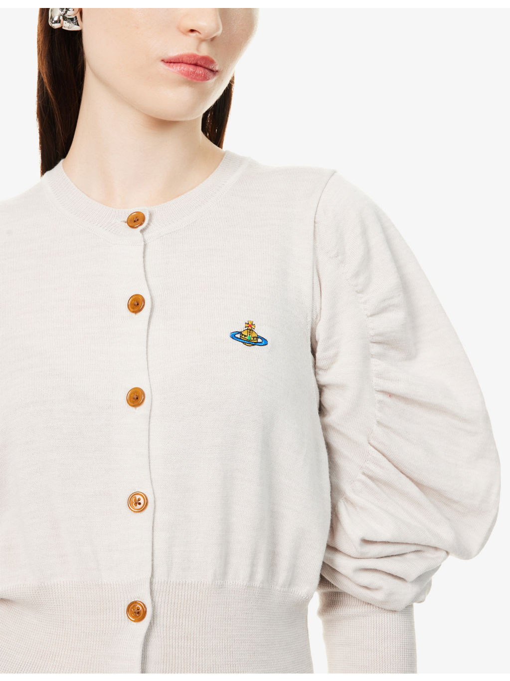 Eli Volume-Sleeve Wool Knitted Cardigan - 5