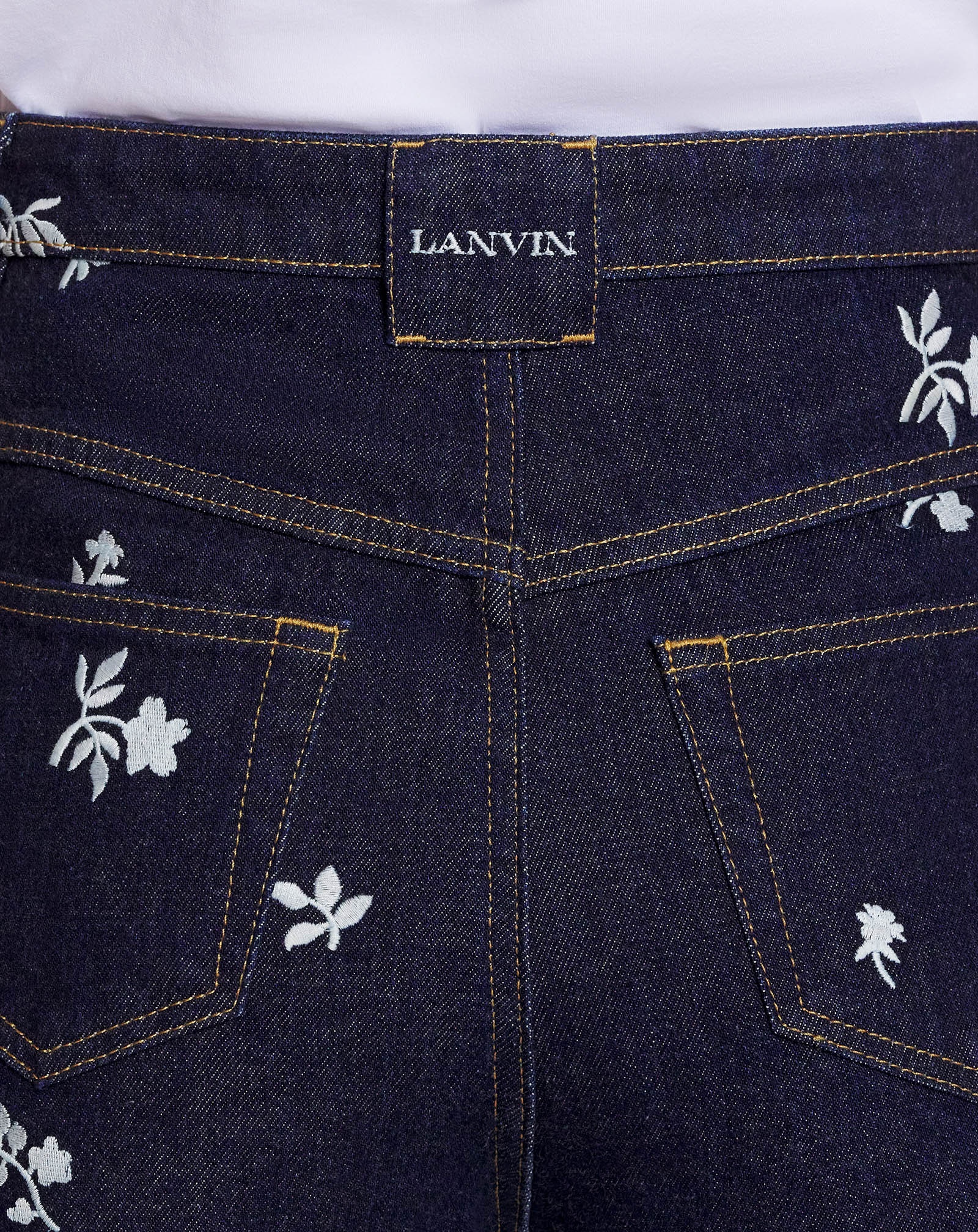 WIDE-LEG PANTS IN EMBROIDERED TWISTED DENIM - 6
