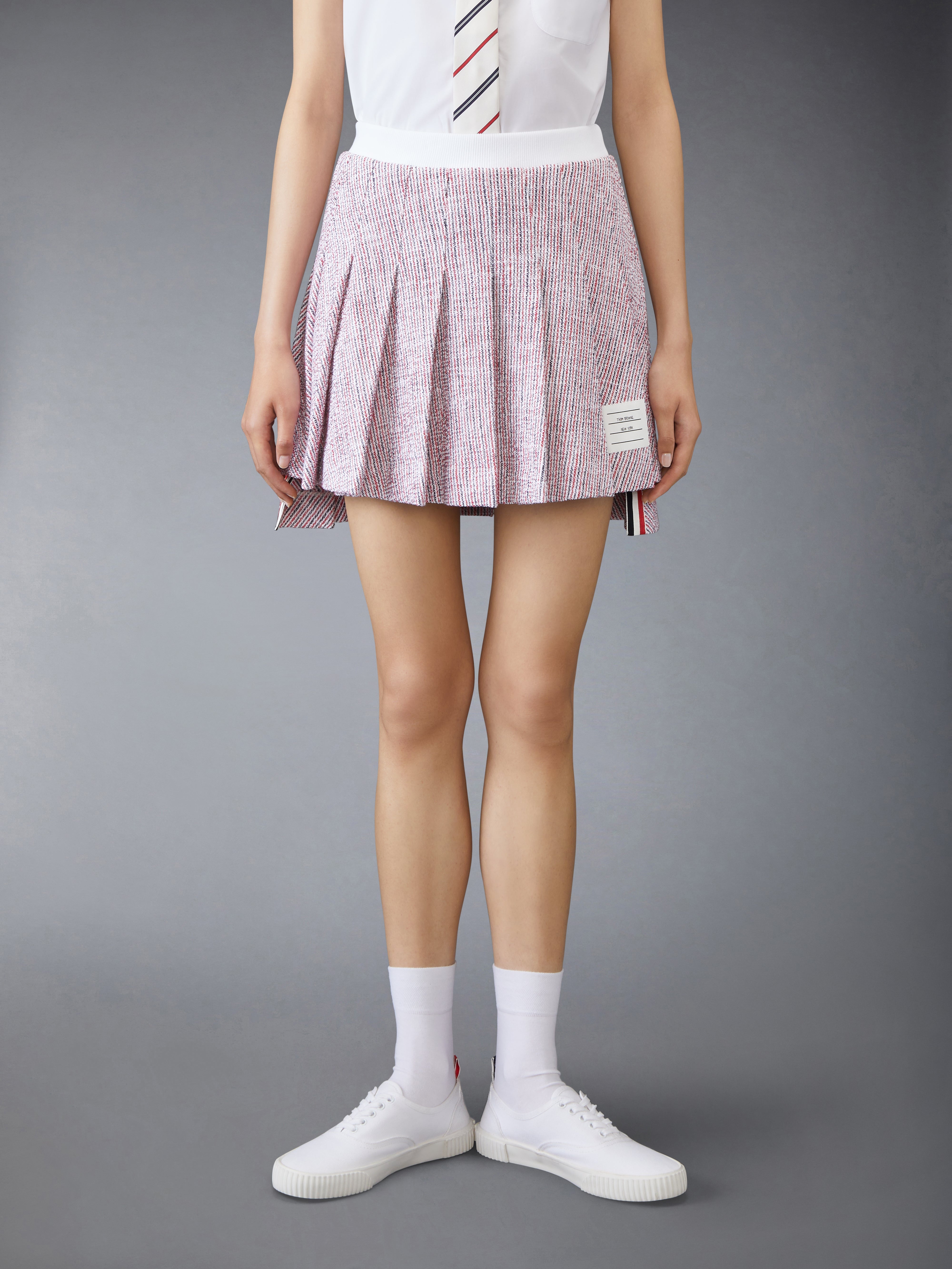 COTTON TWEED MINI PLEATED SKIRT - 2
