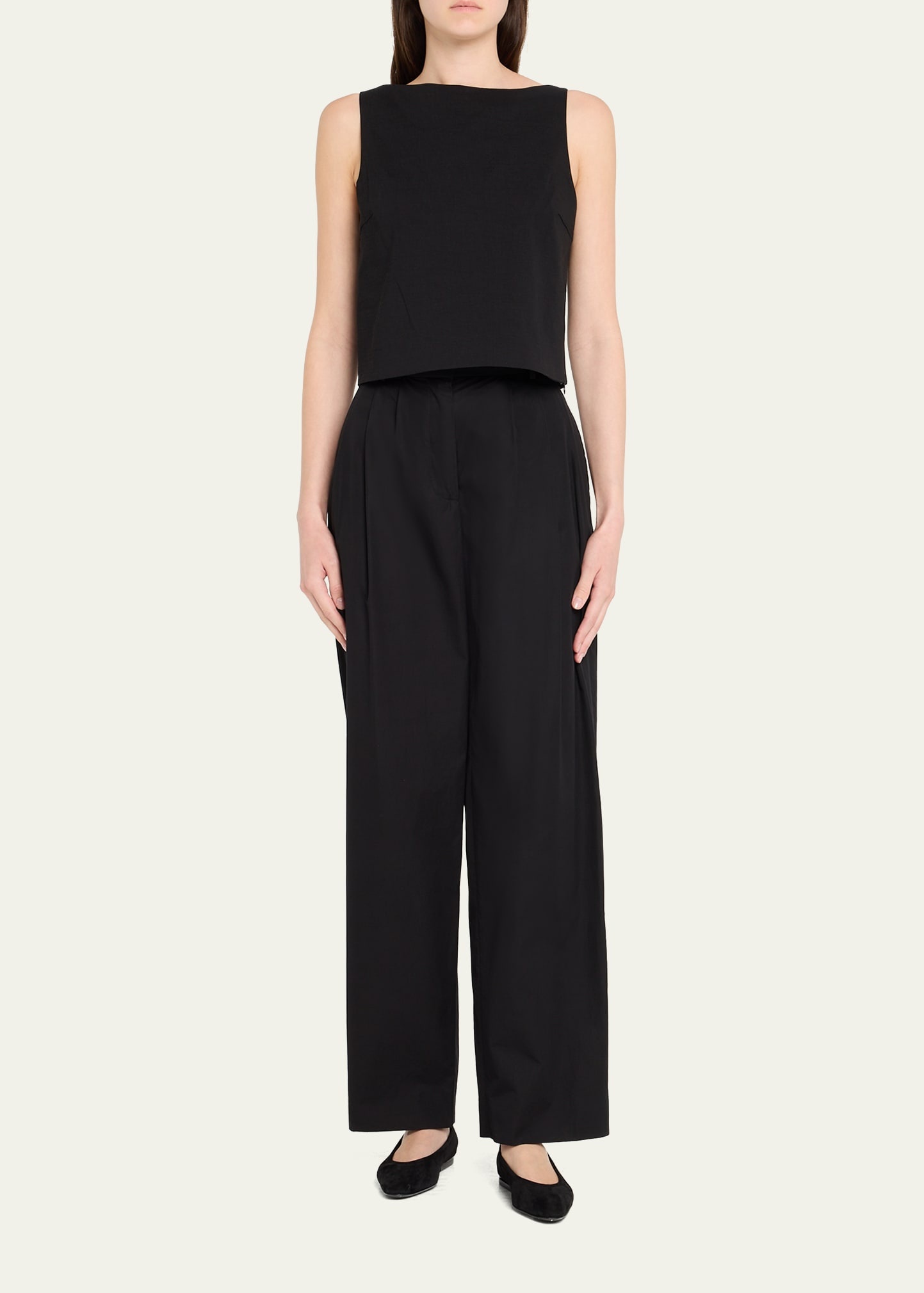 Sleeveless Bateau-Neck Top - 2