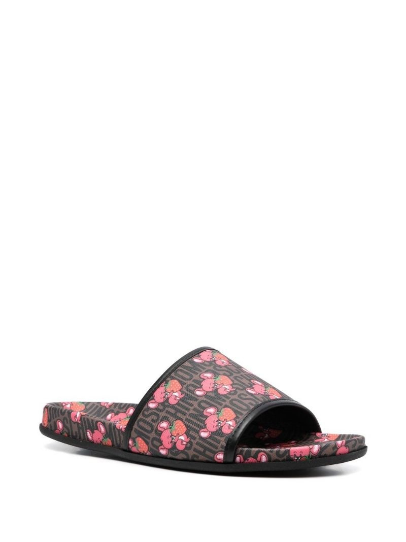Moschino logo-print flat slides outlook