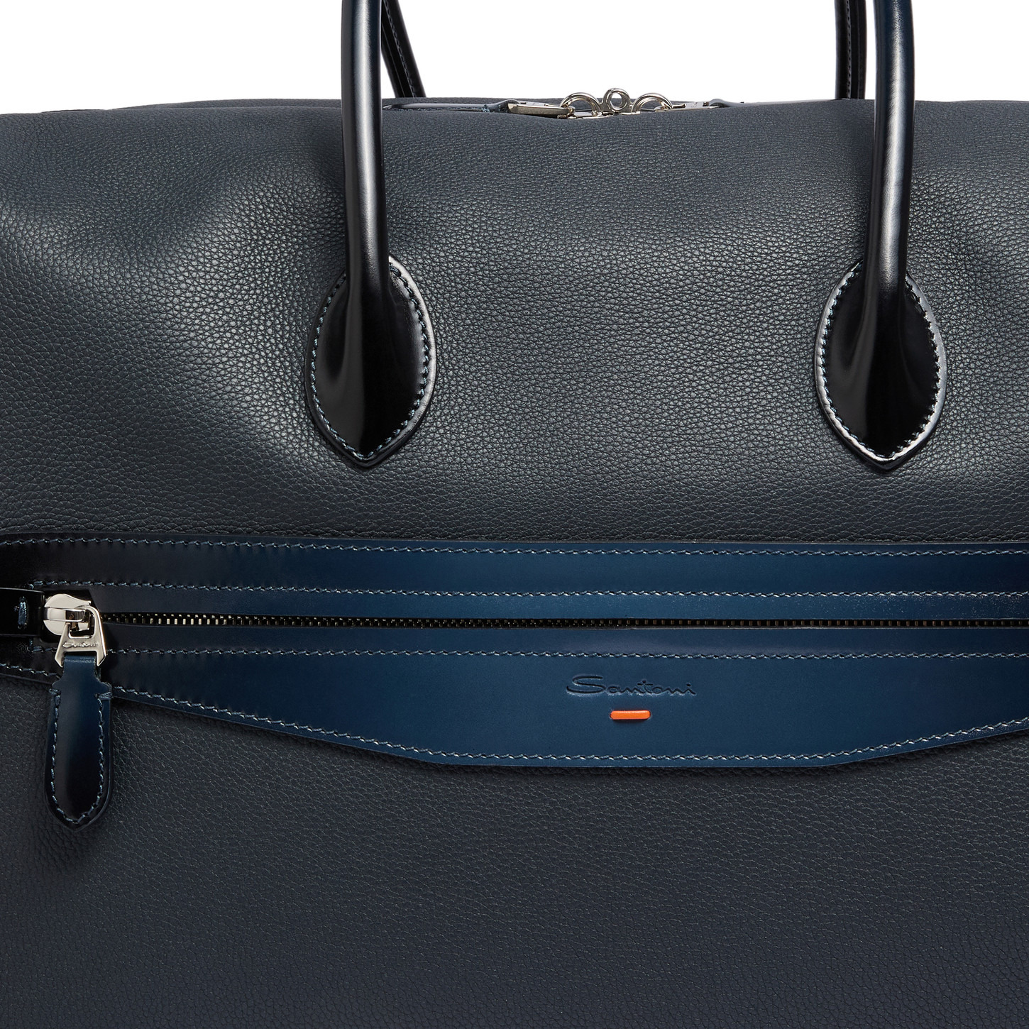 Blue tumbled leather weekend bag - 5