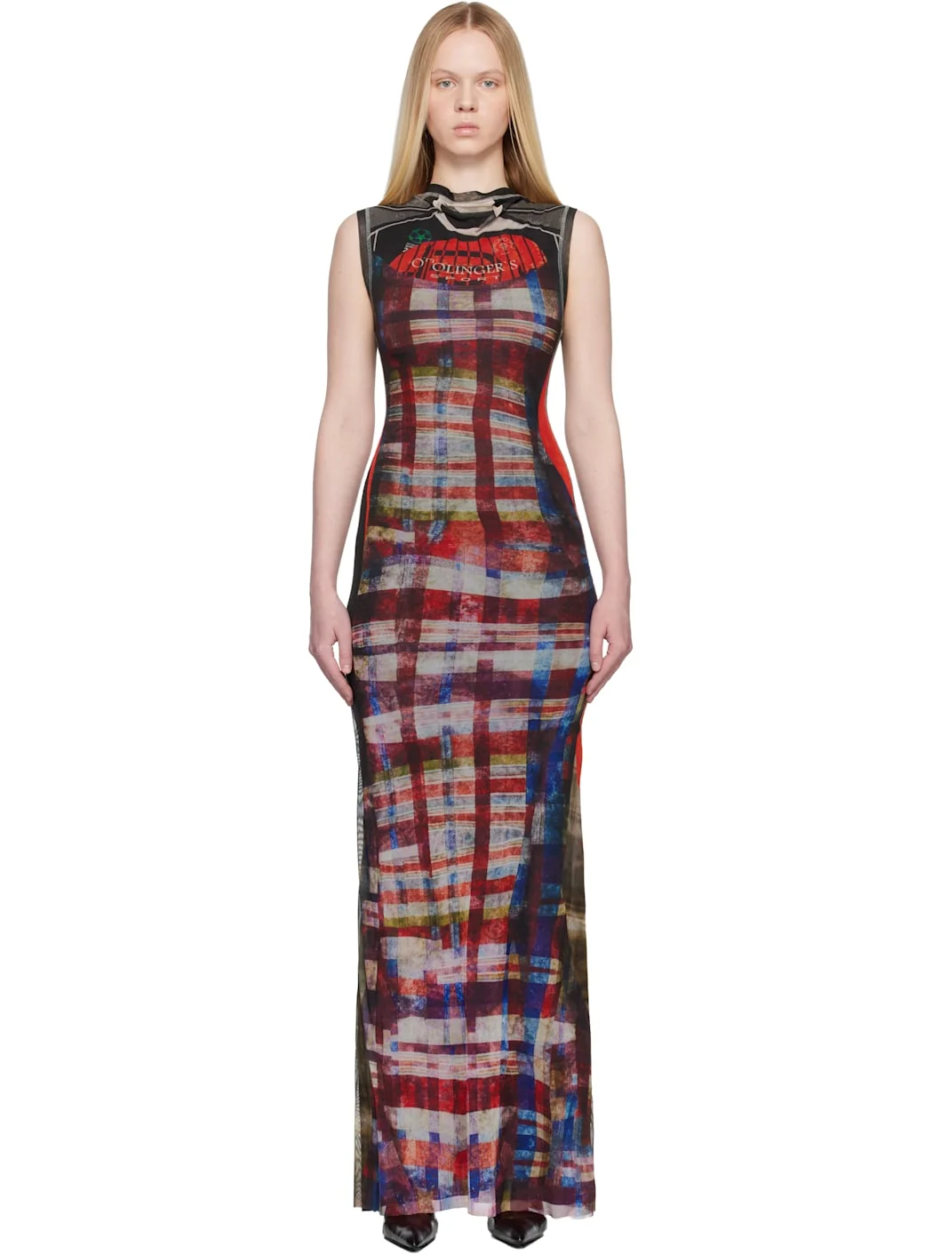 Red & Black Mesh Maxi Dress - 1