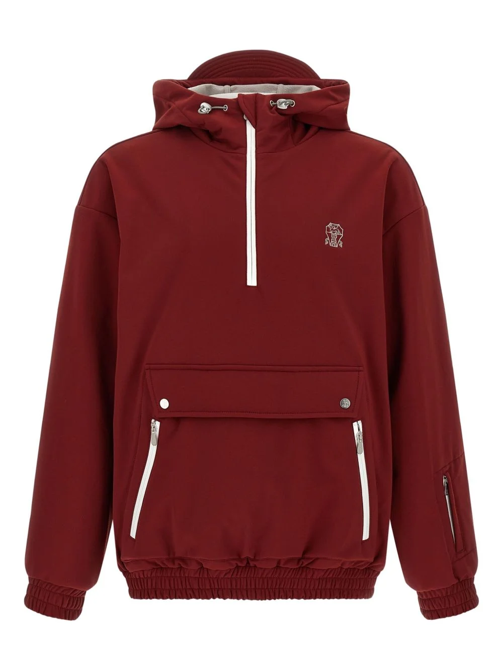 logo-embroidered hooded jacket - 1