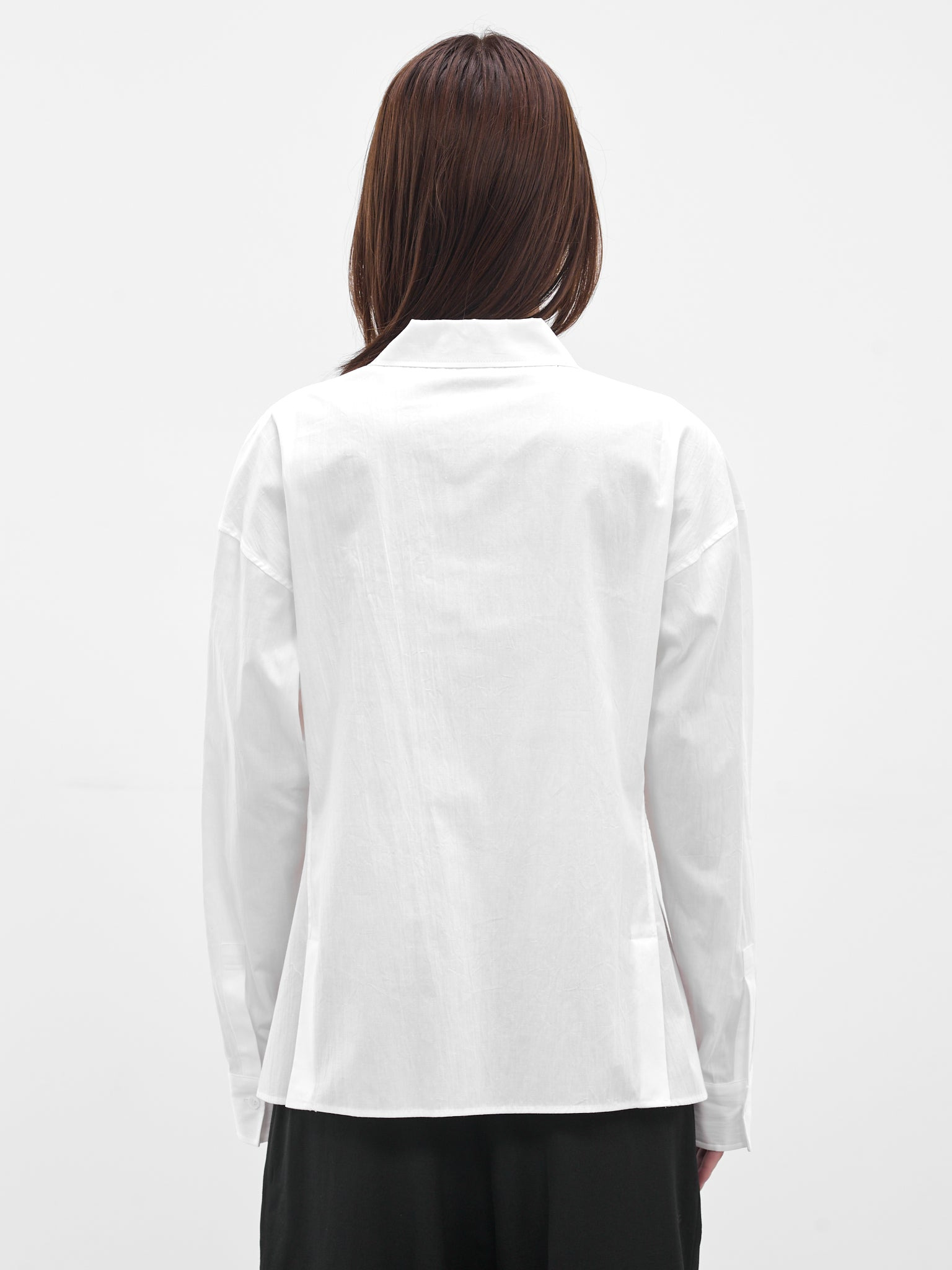 White Paneled Broadcloth Cotton Blouse - 3