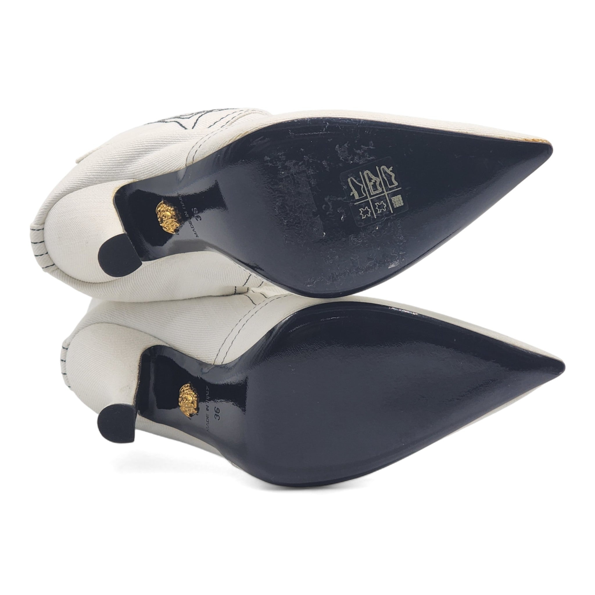 Versace Denim Cowboy Boots White 36 - 8