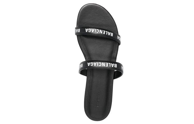 (WMNS) Balenciaga Logo Sandals 'Calf Black' 694999WCAE11090 - 4