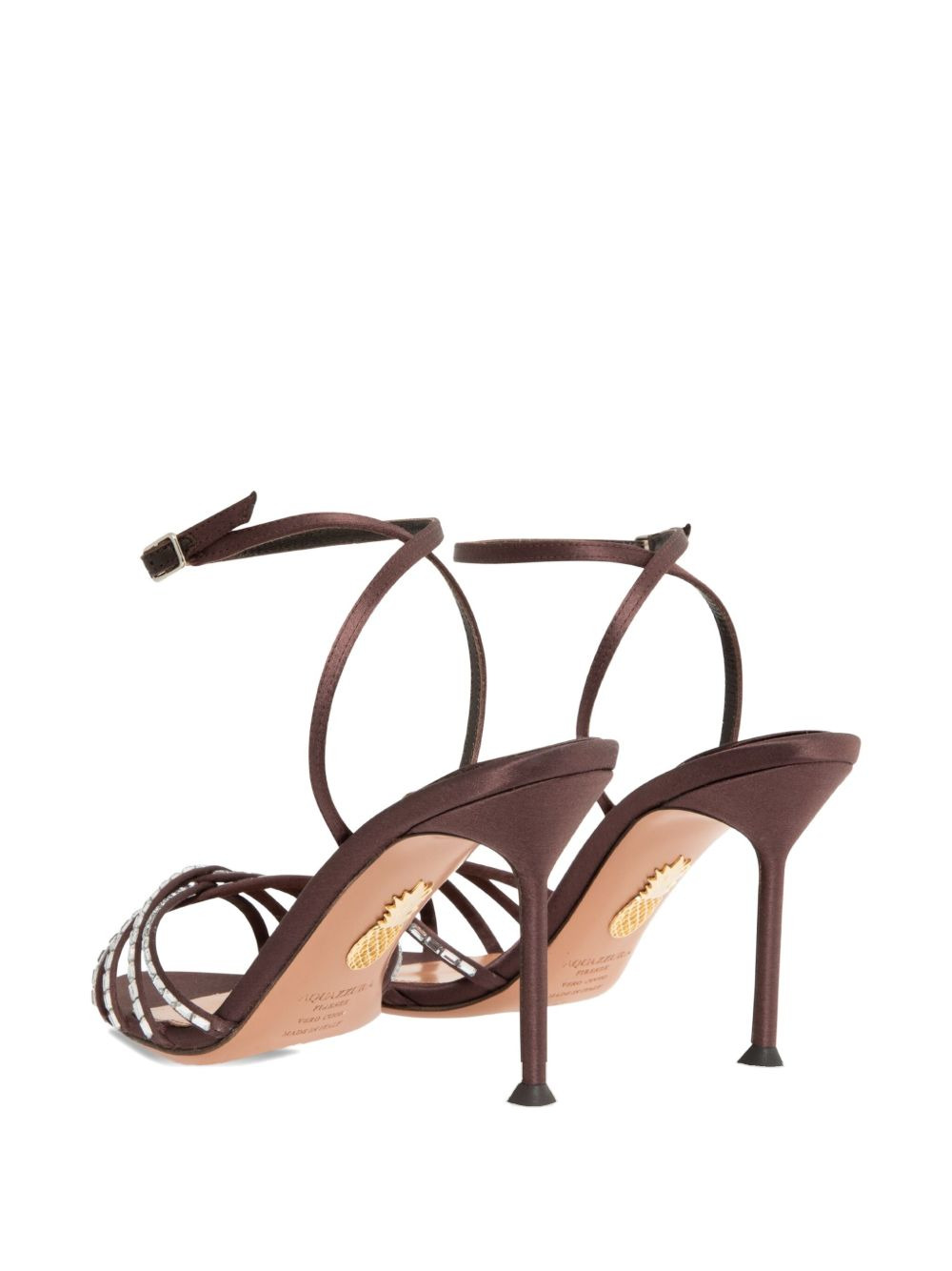 crystal-embellished satin sandals - 4