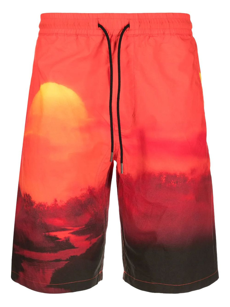 sunset-print drawstring 반바지 1