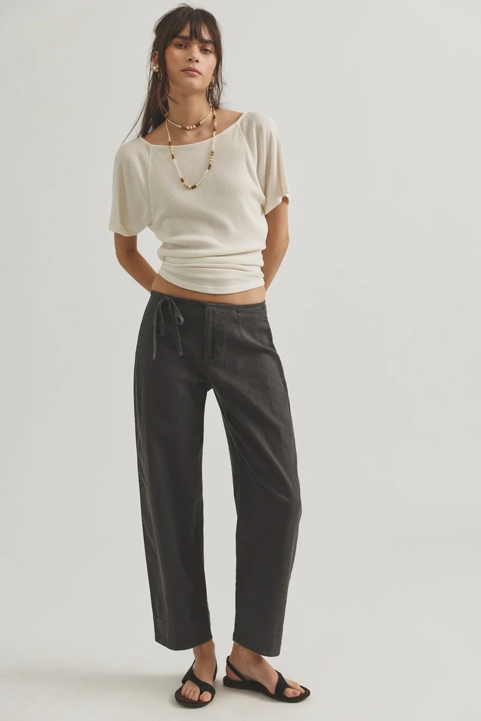 Amelia Side-Tie Linen Pants - 1