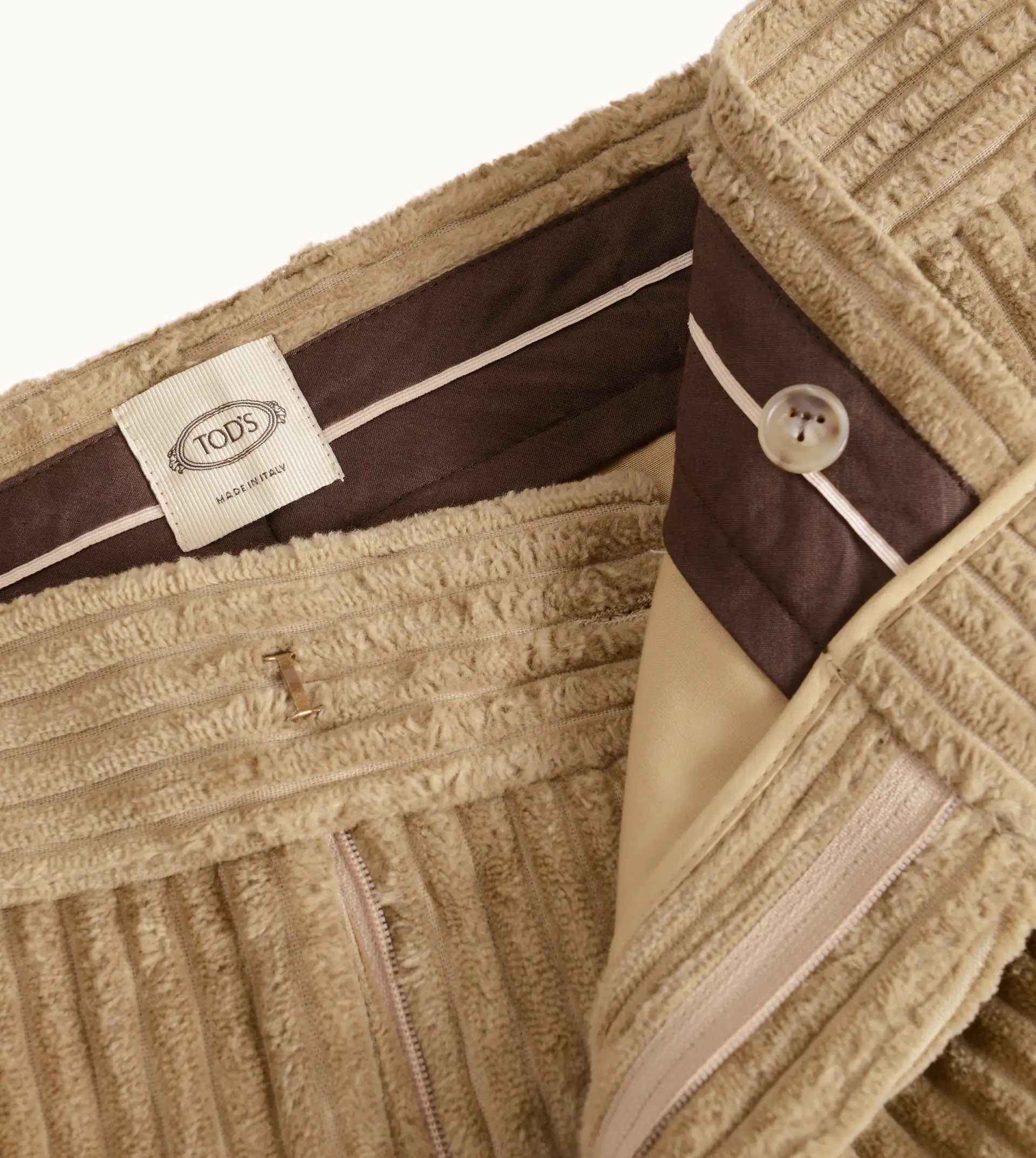 TROUSERS IN VELVET - BEIGE - 5
