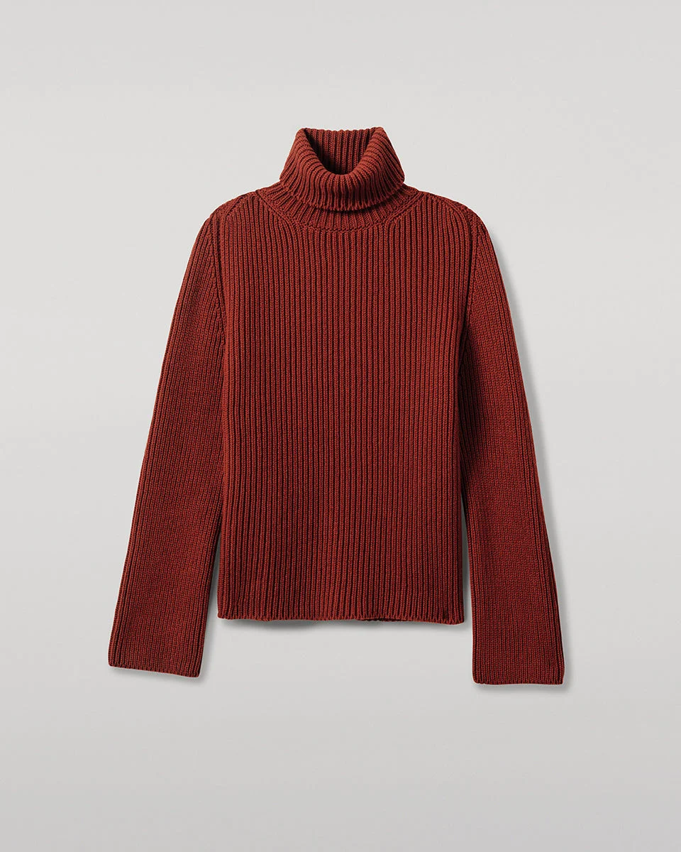 Roll-Collar Red Cashmere Jumper - 1