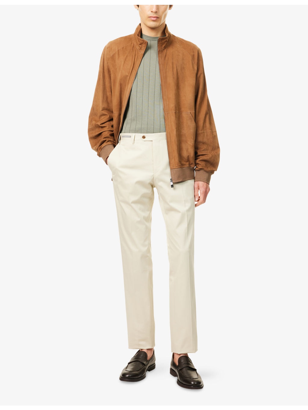 Slim-Leg Mid-Rise Stretch-Cotton Trousers - 2