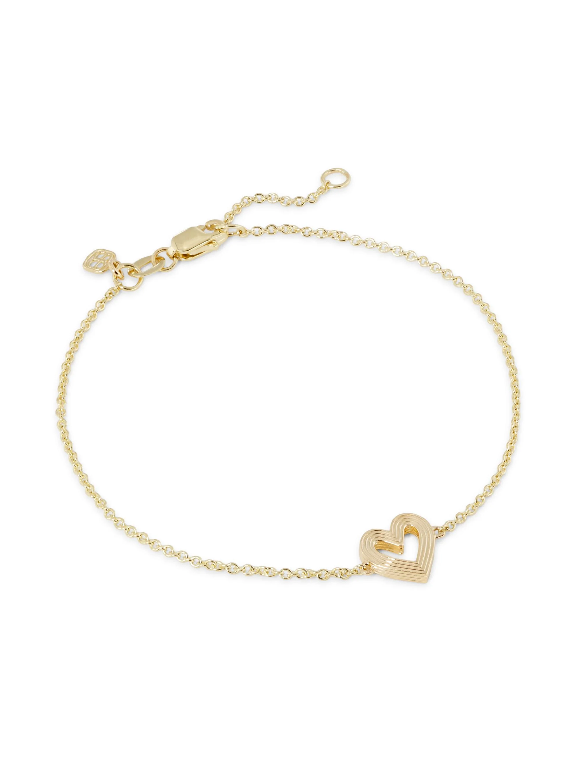 Women's Love Notes 14K Yellow Gold Fluted Heart Bracelet - Yellow Gold - 1