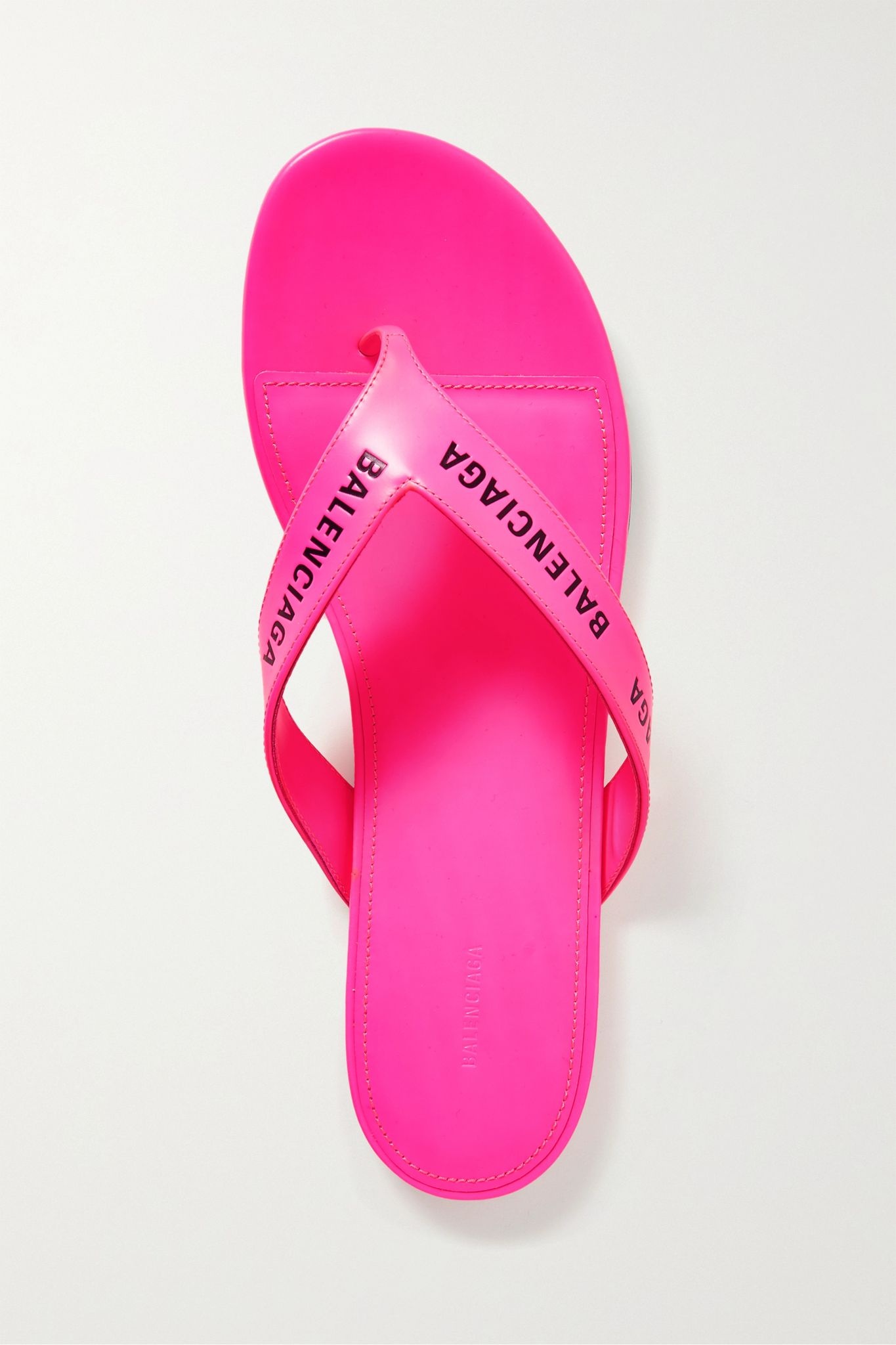 Logo-print neon-leather flip flops - 6