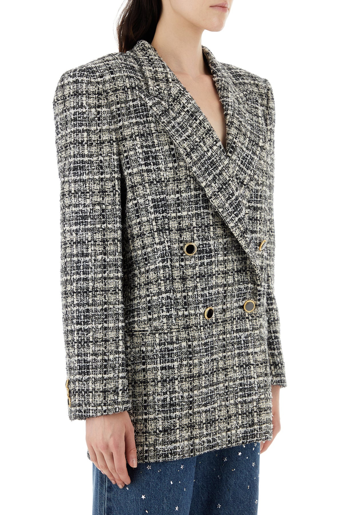 Embroidered tweed oversize blazer - 3