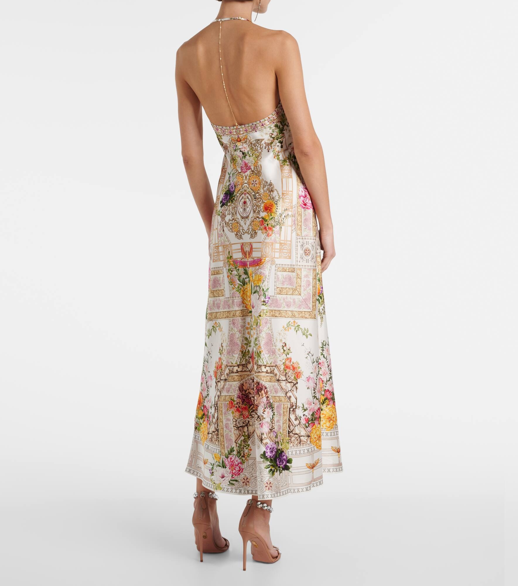 Chain-detail silk maxi dress - 3