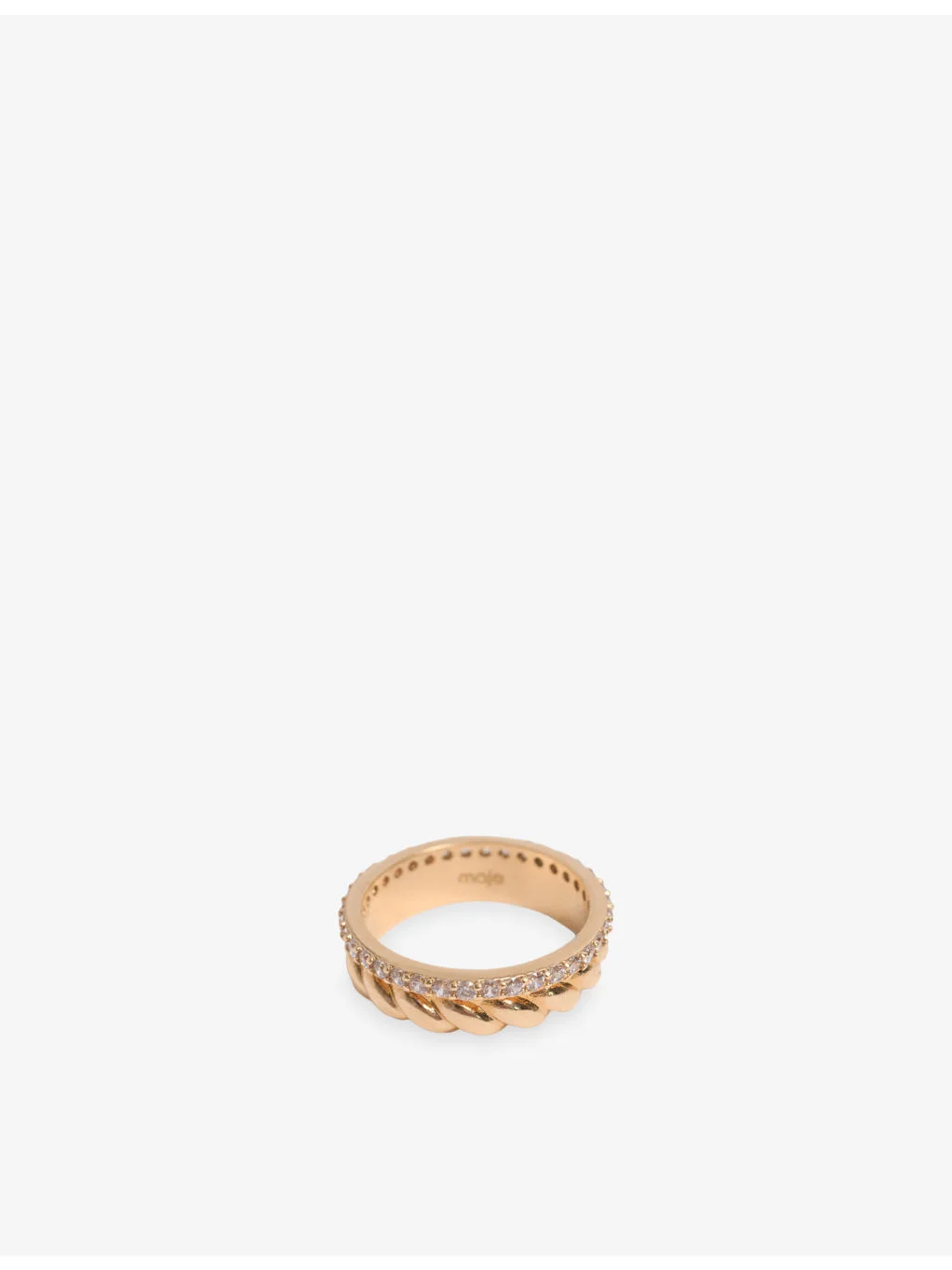 Twisted Gold Rhinestone Brass Ring - 1