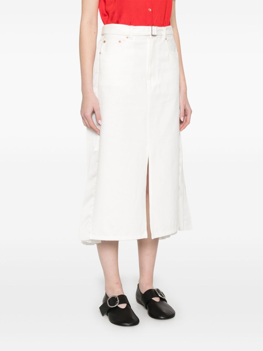 pleated-back midi skirt - 3
