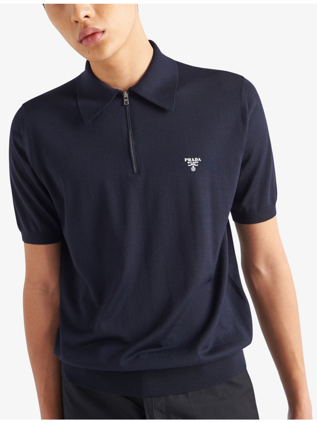 Logo-embroidered short-sleeved wool polo shirt - 3