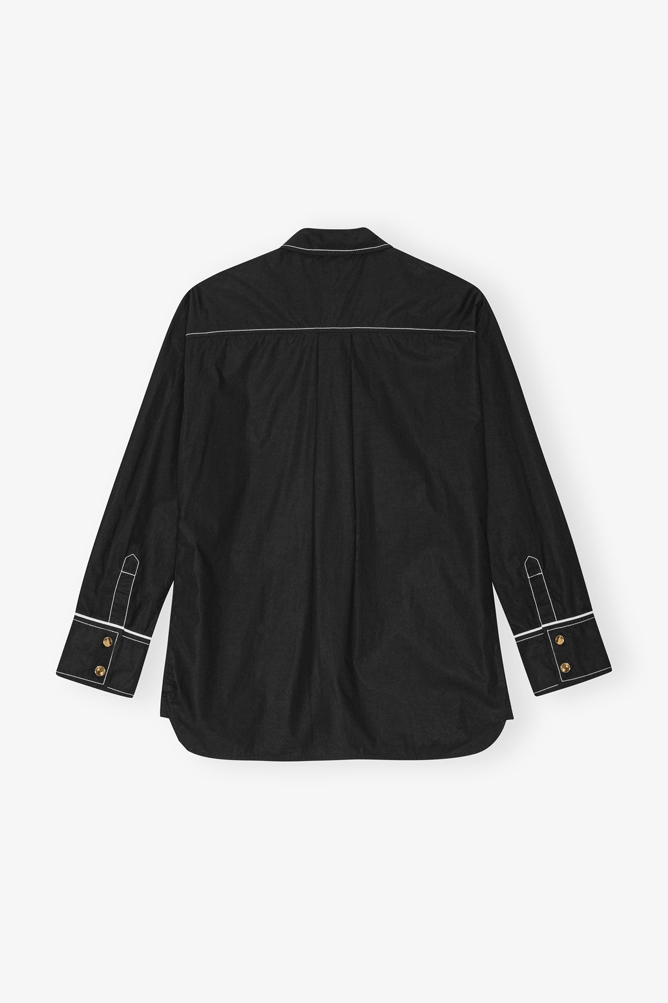 BLACK COTTON POPLIN RAGLAN SHIRT - 6