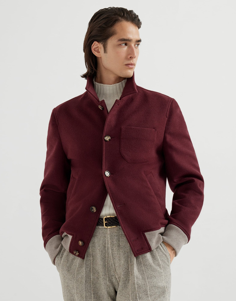 Wool flannel double cloth shirt-style bomber jacket - 1