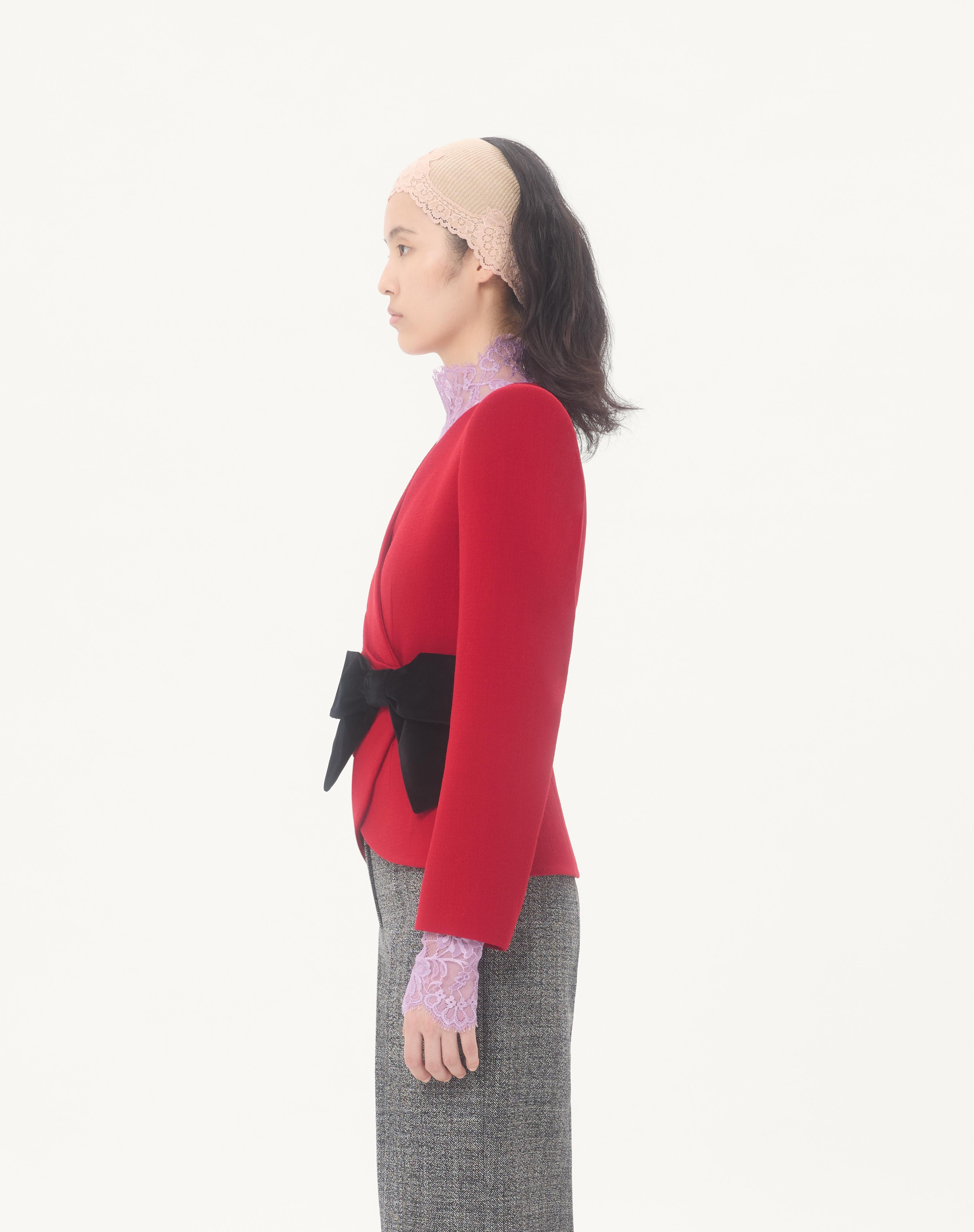 WOOL CREPE JACKET WITH CONTRASTING BOW - 6