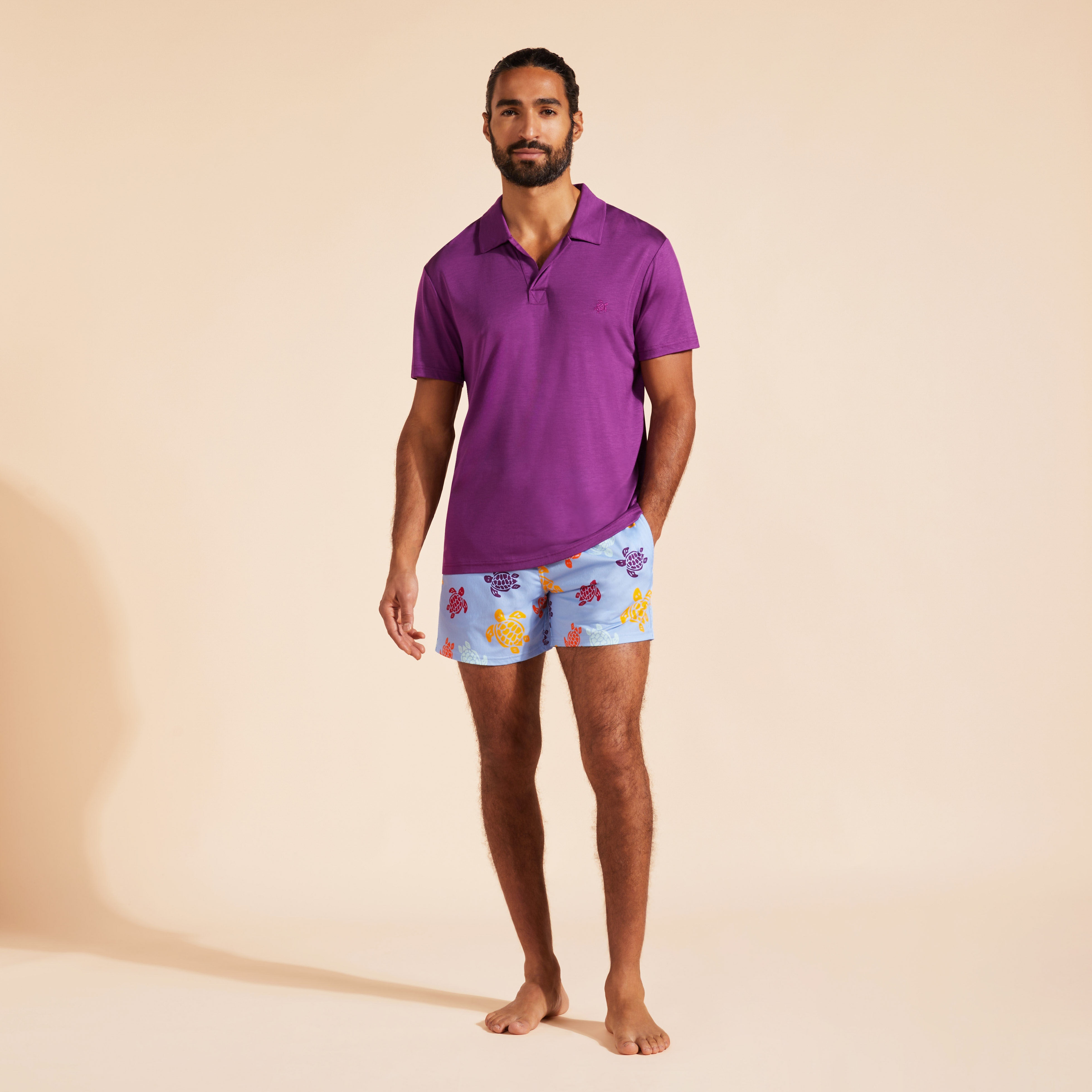 Men Stretch Swim Trunks Tortues Multicolores - 5
