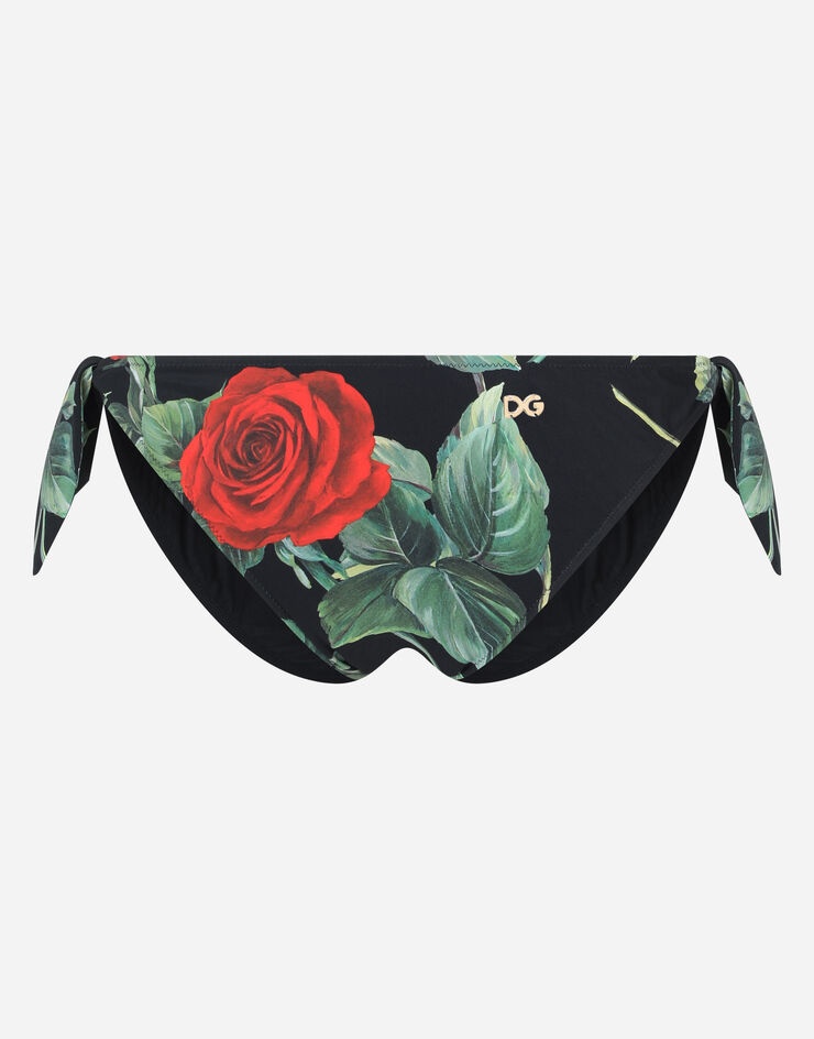 Tie bikini bottoms with rose print - 1