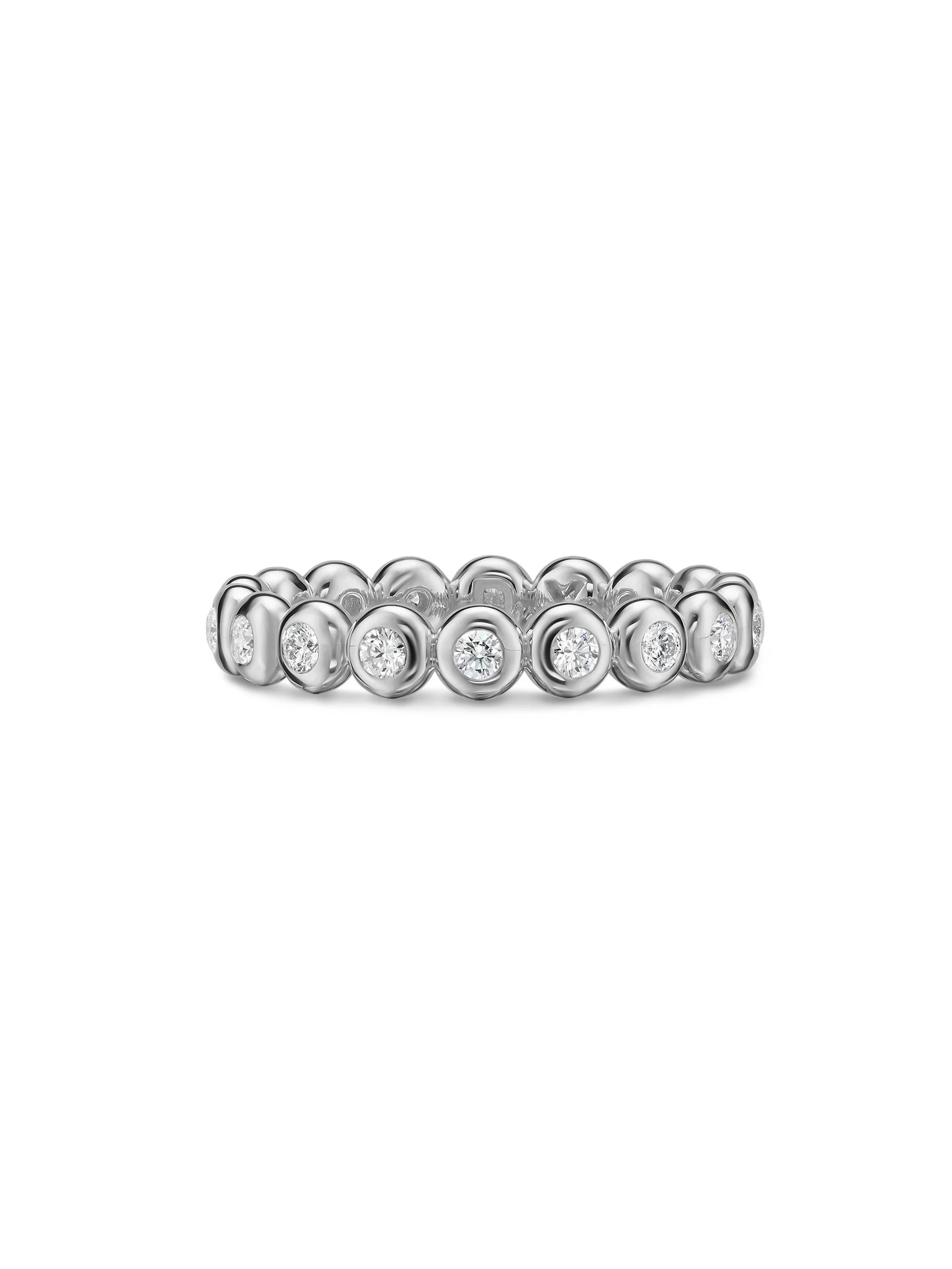 Women's Bezel Set Band Ring in Sterling Silver - Diamond - 1