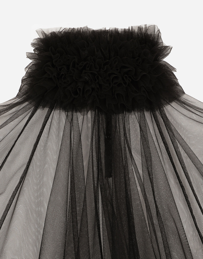 Tulle blouse with ruffles on the neck and cuffs 9
