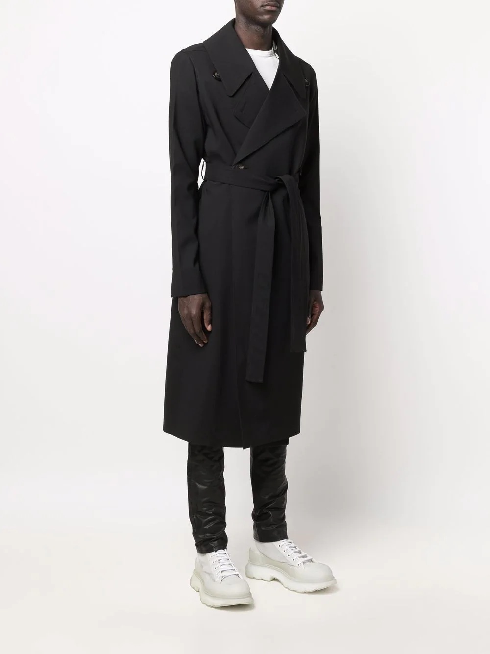 wide-lapel trench coat - 3