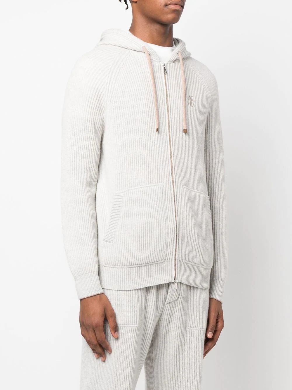 cashmere zip-up hoodie - 3