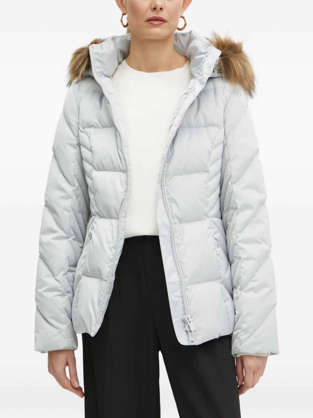 fur-trimmed belted puffer jacket - 4