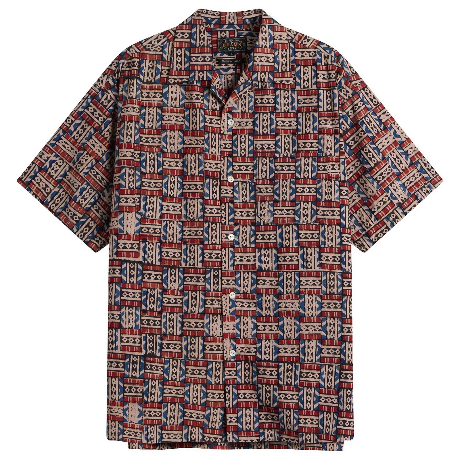 Beams Plus Block Print Open collar Shirt - 1
