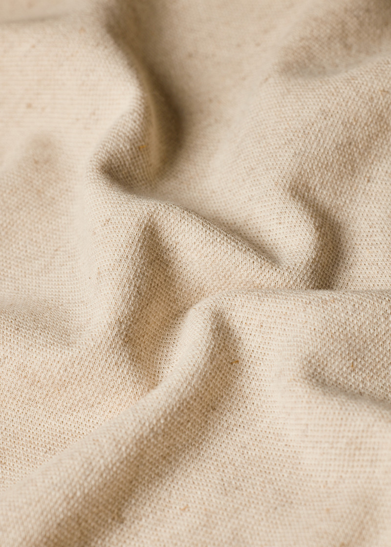 Ecru Cotton-Linen Pique Polo Shirt 6