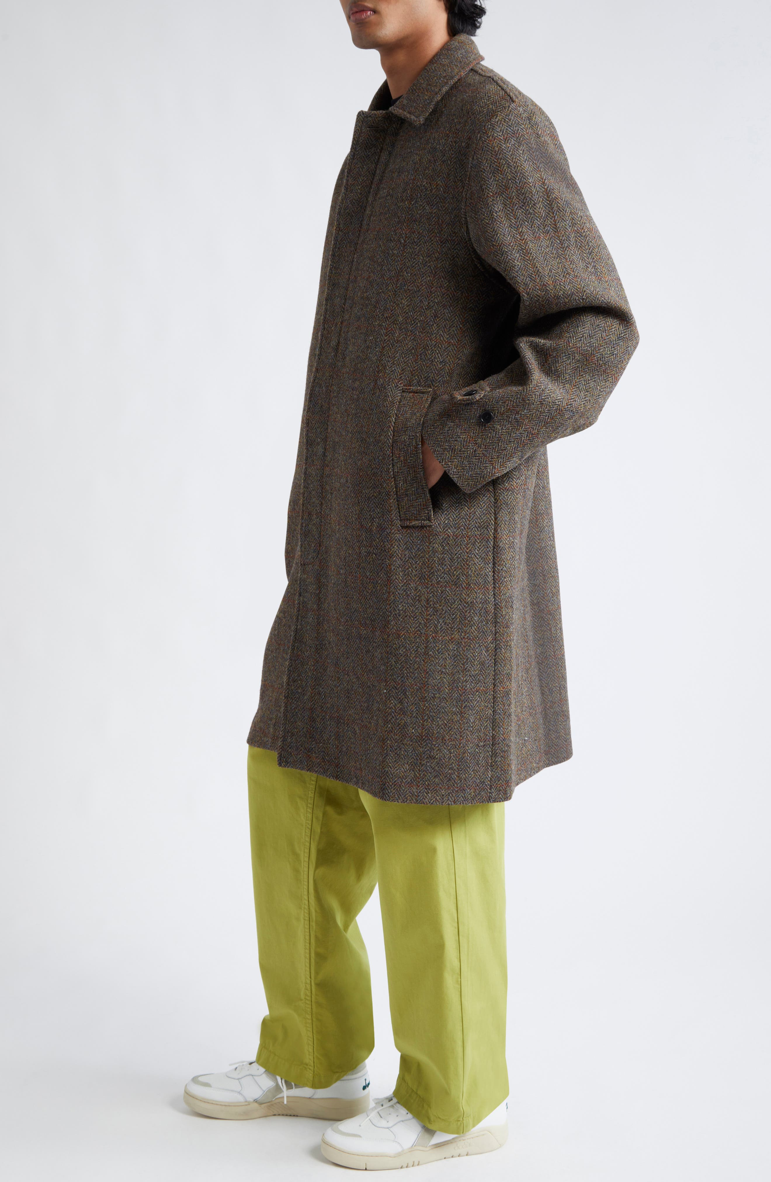 PALMES Cedric Wool Herringbone Topcoat in Brown Herringbone at Nordstrom - 4