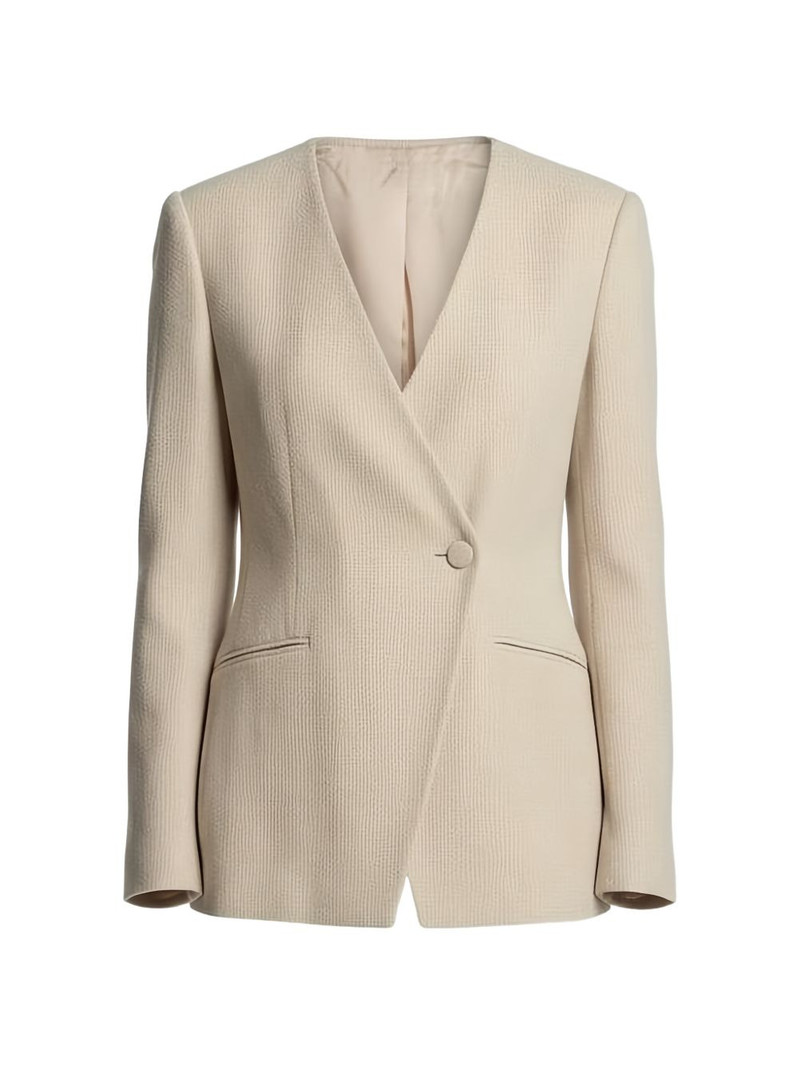 textured collarless blazer 1