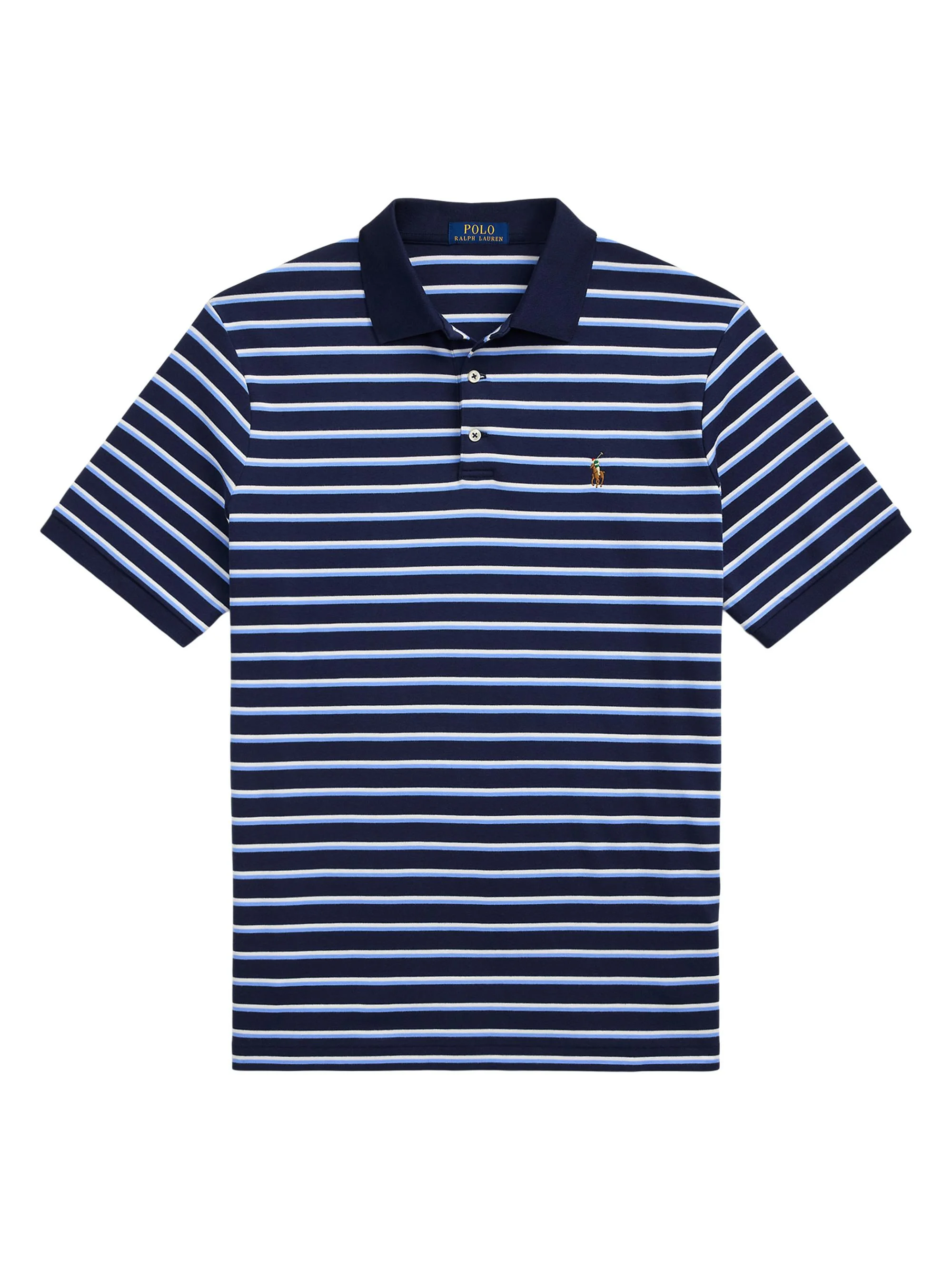 Men's Classic-Fit Striped Soft Cotton Polo Shirt - Refined Navy Multi - 1
