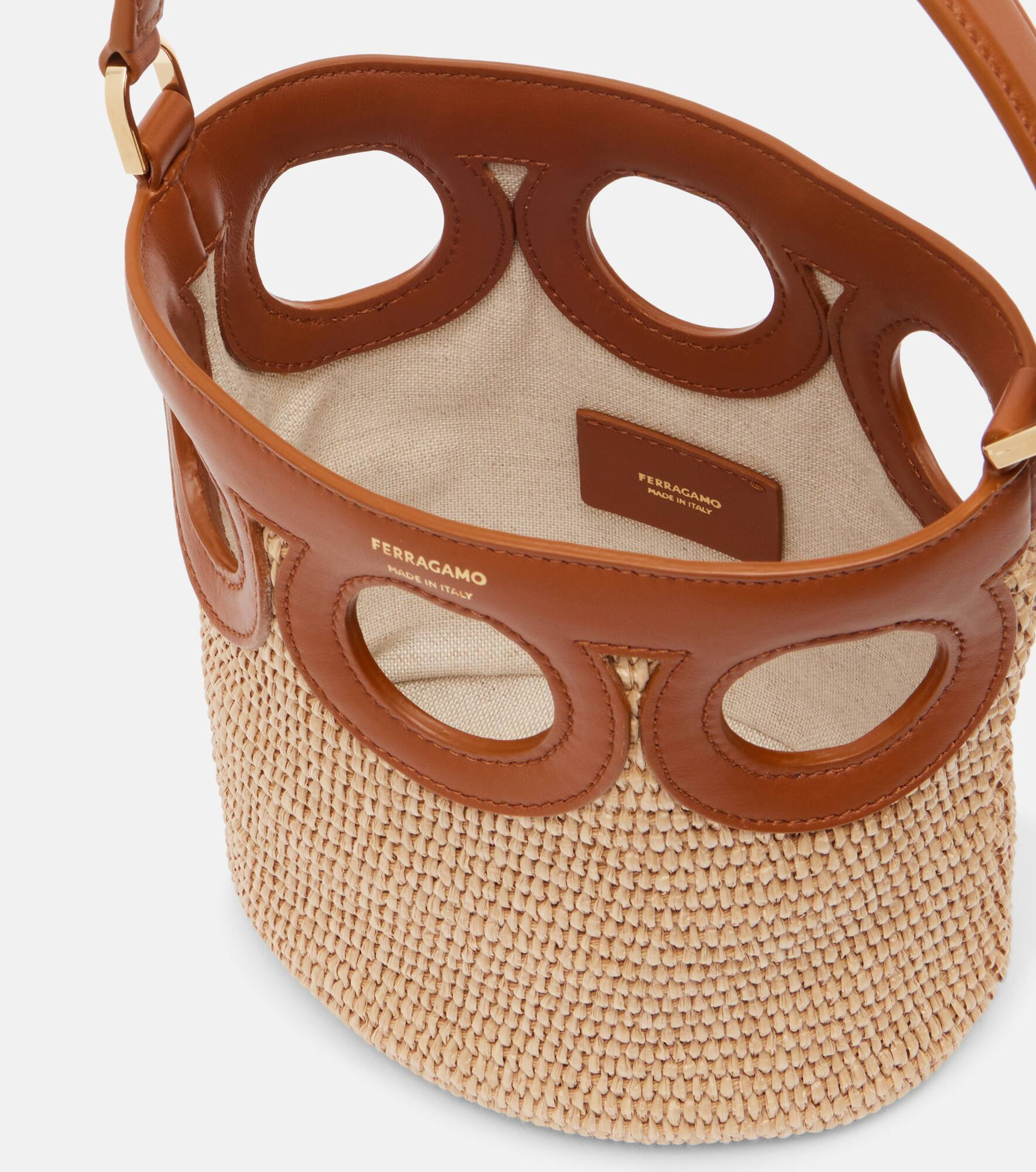 Ganci Frame Small raffia bucket bag - 3