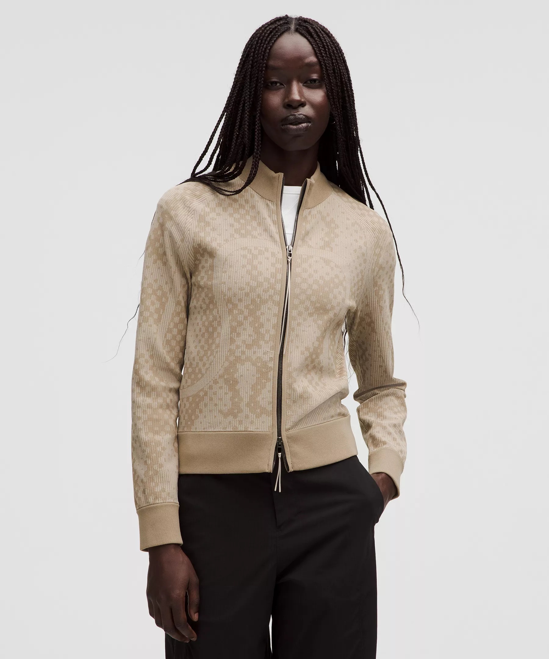 Two-Tone Fitted Full-Zip Sweater *SLNSH Collection - 1