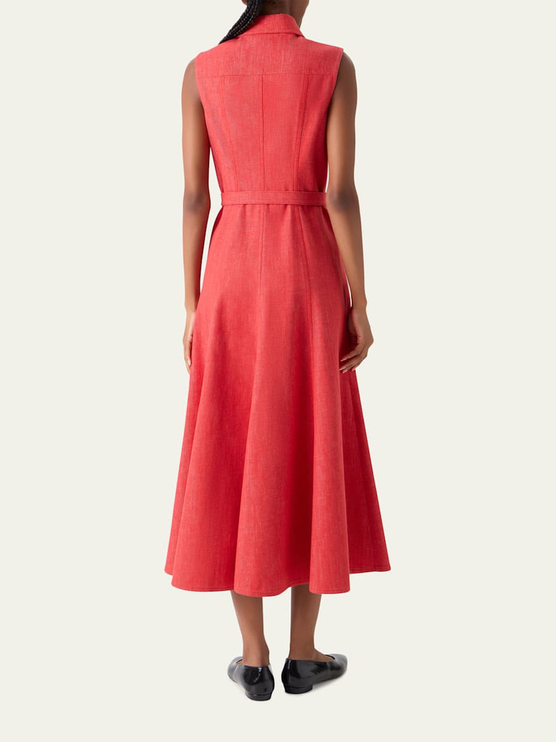 Sleeveless Belted Denim Midi Shirtdress 3