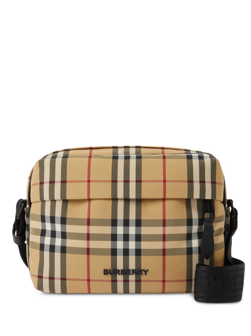 Burberry Exaggerated Check and Leather Tote Bag Archive Beige