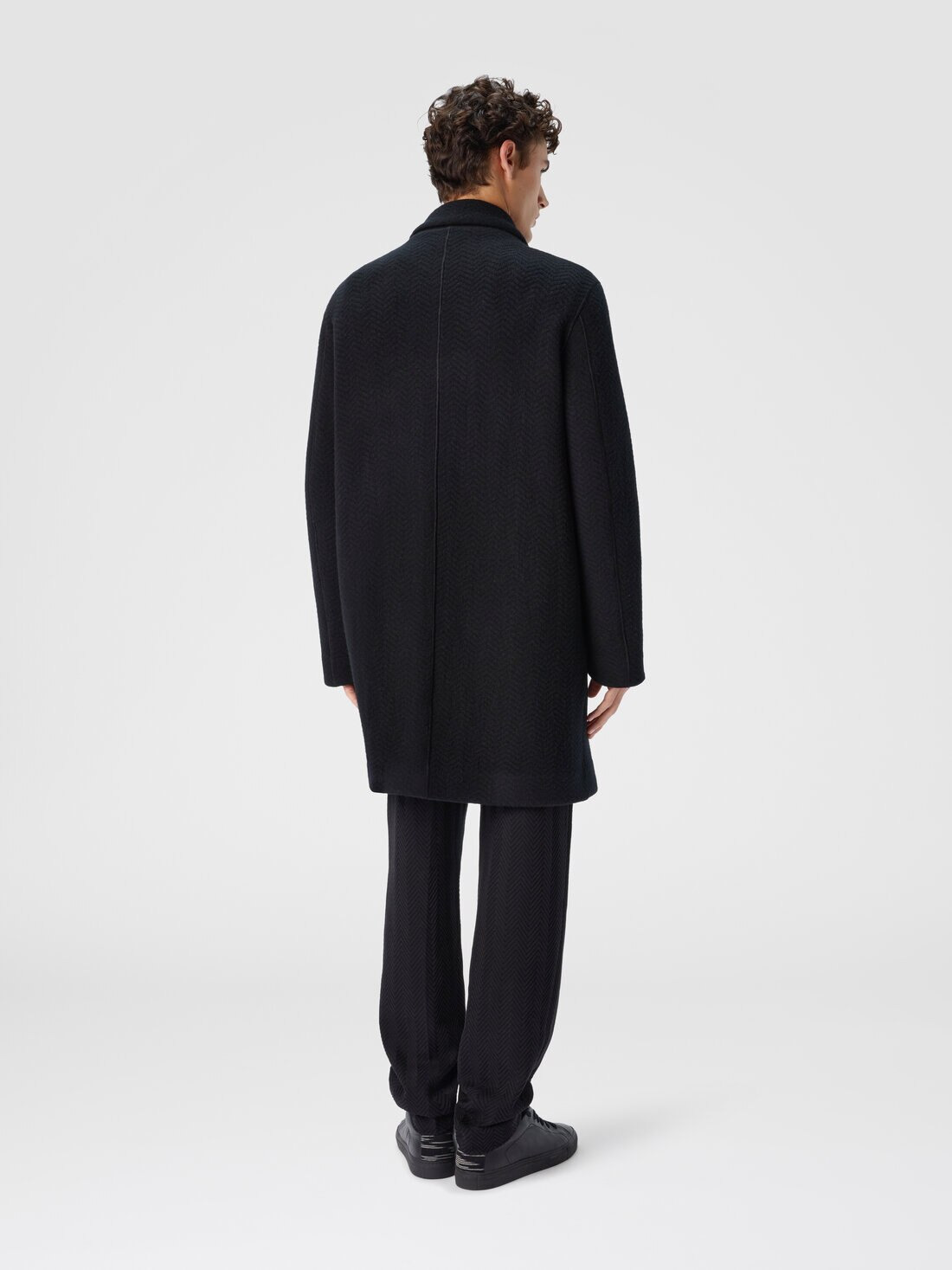 Double Knit Coat with Zigzag Pattern - 3