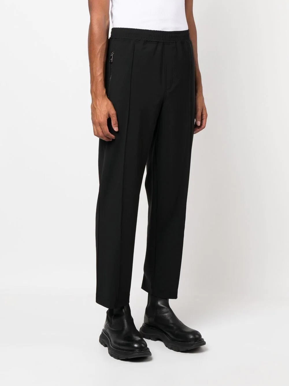 elasticated-waist cropped trousers - 3