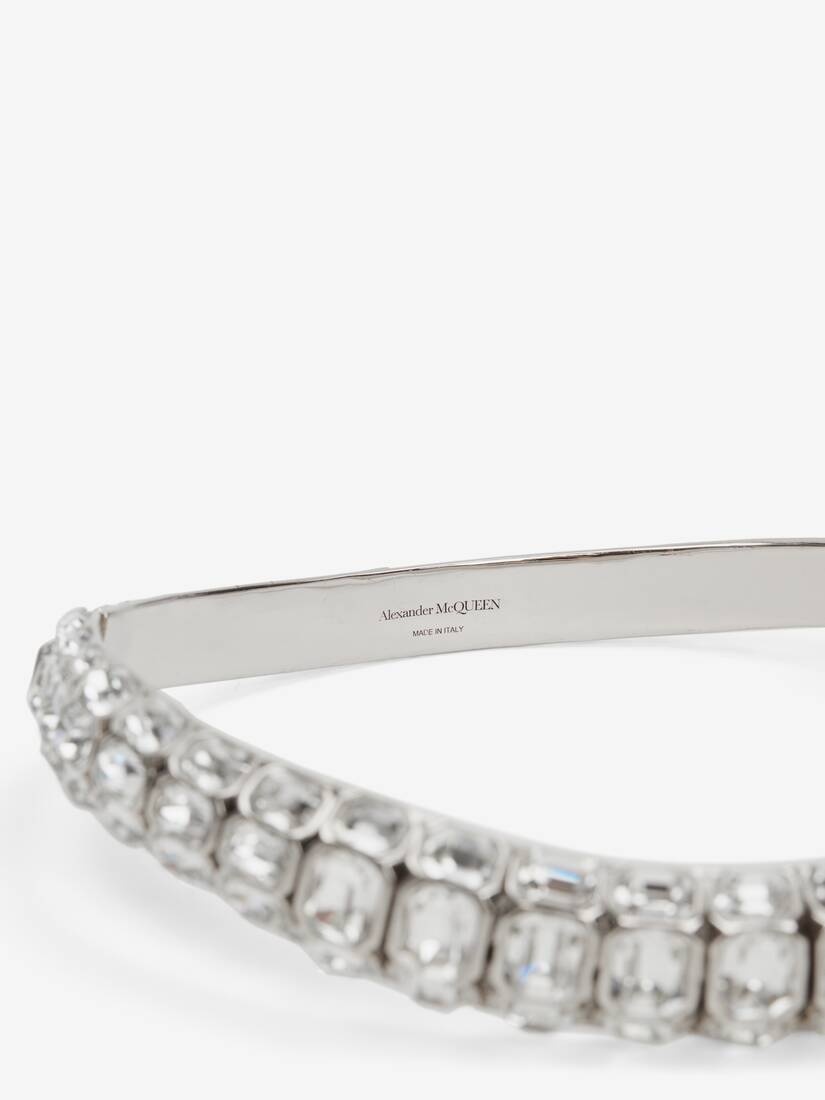 Women's Jewelled Choker in Antique Silver - 4