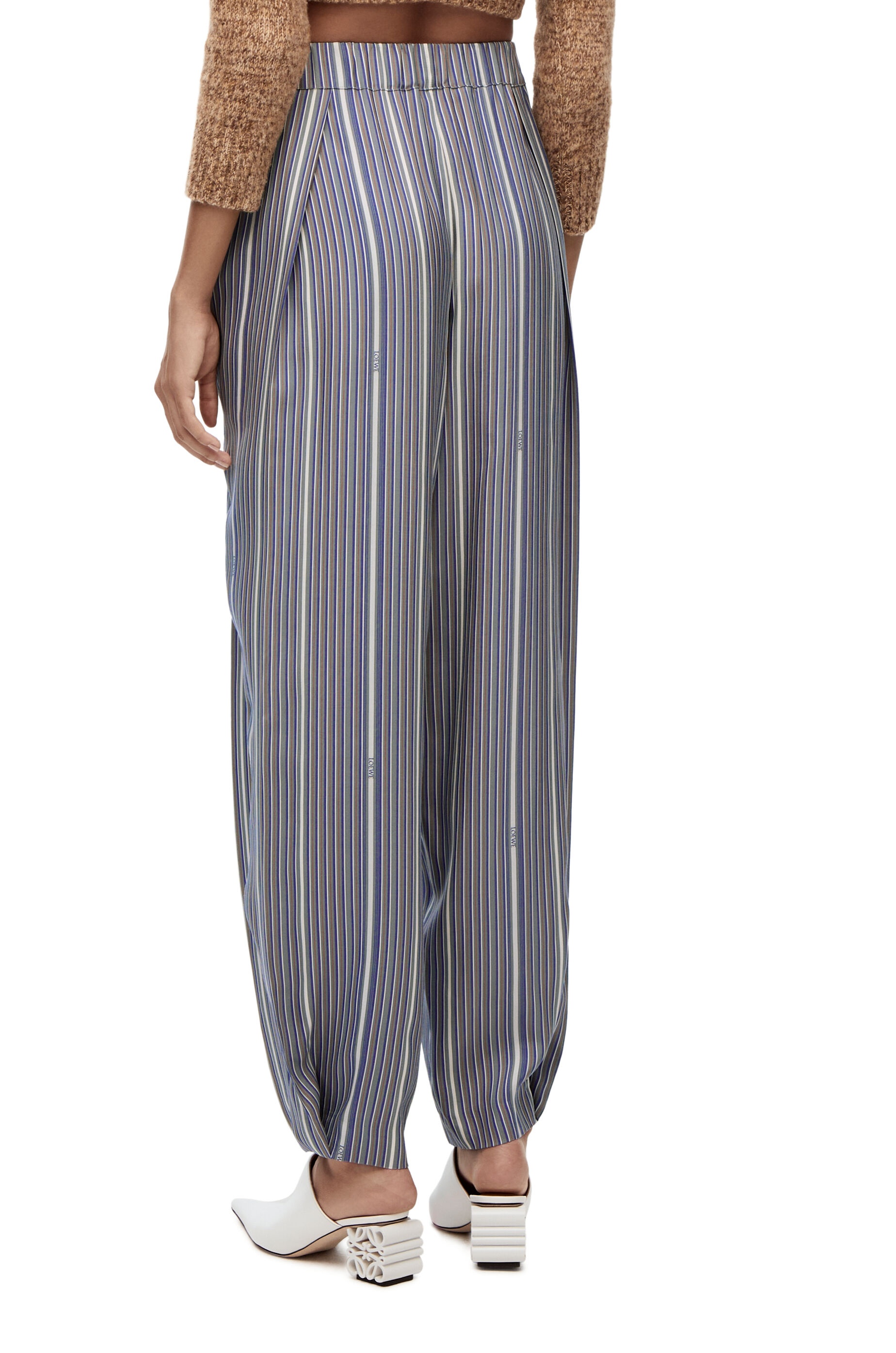 Stripe balloon trousers in silk - 4