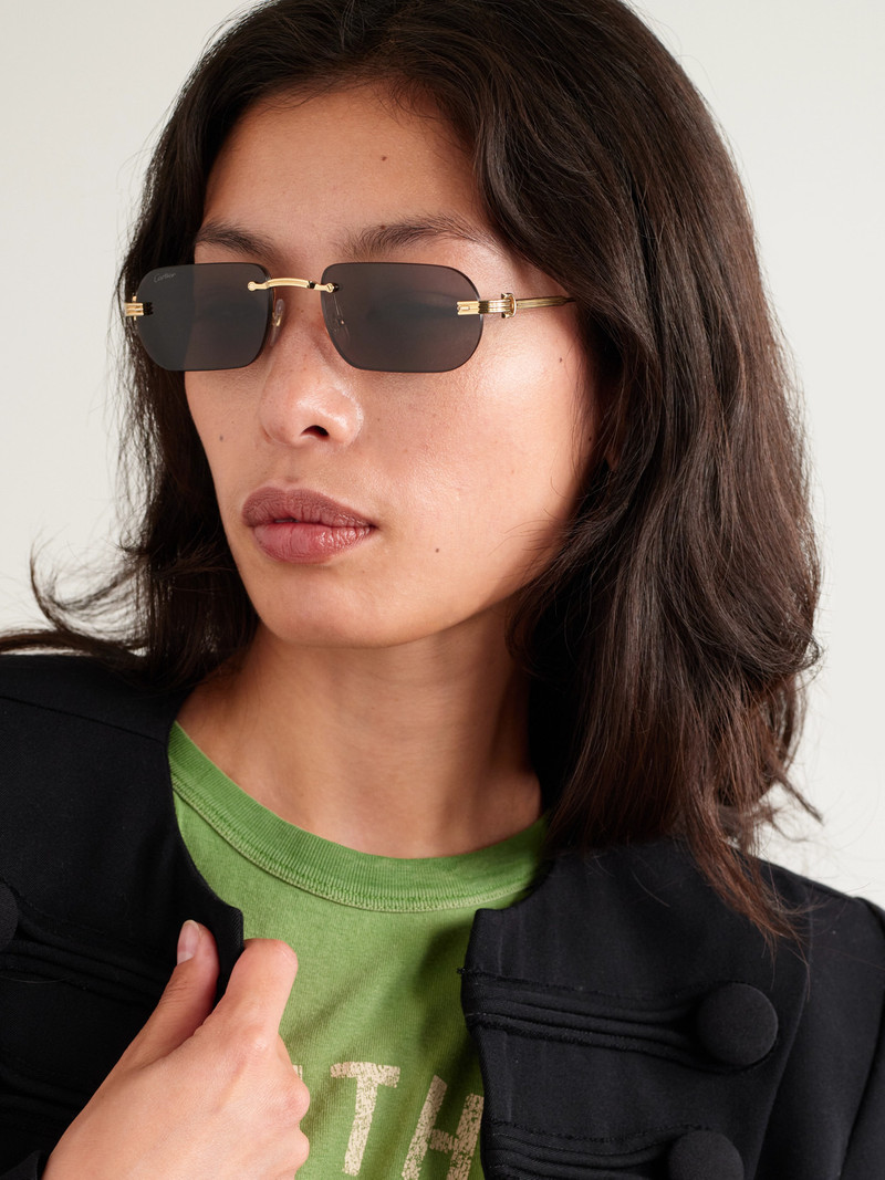 Cartier Première De Cartier Rimless Rectangle-frame Gold-tone Sunglasses outlook
