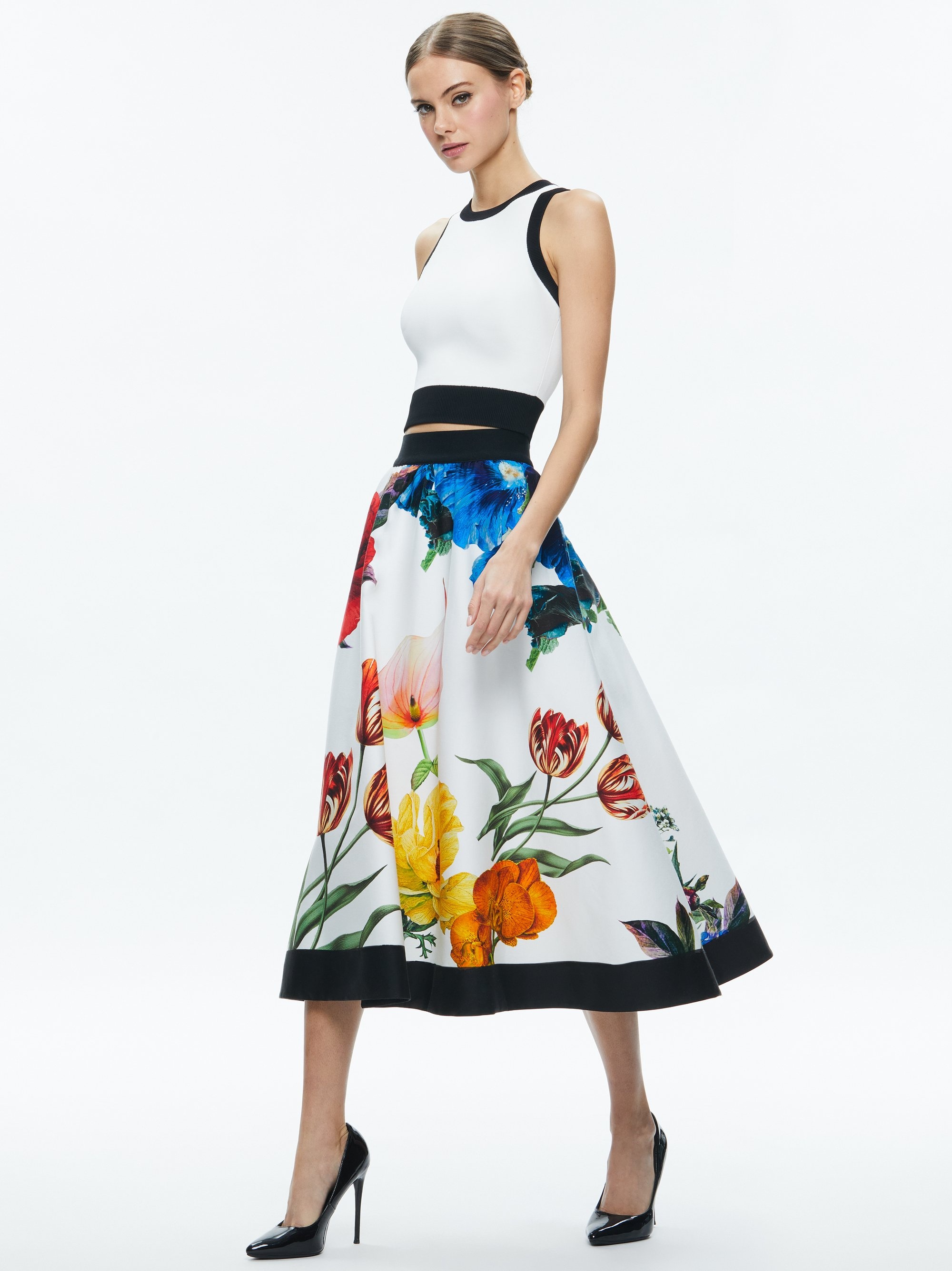 EARLA HIGH RISE FLARED MIDI SKIRT - 4