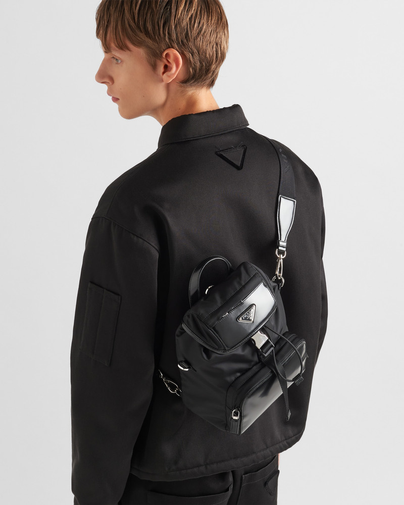 Re-Nylon and brushed leather backpack 8